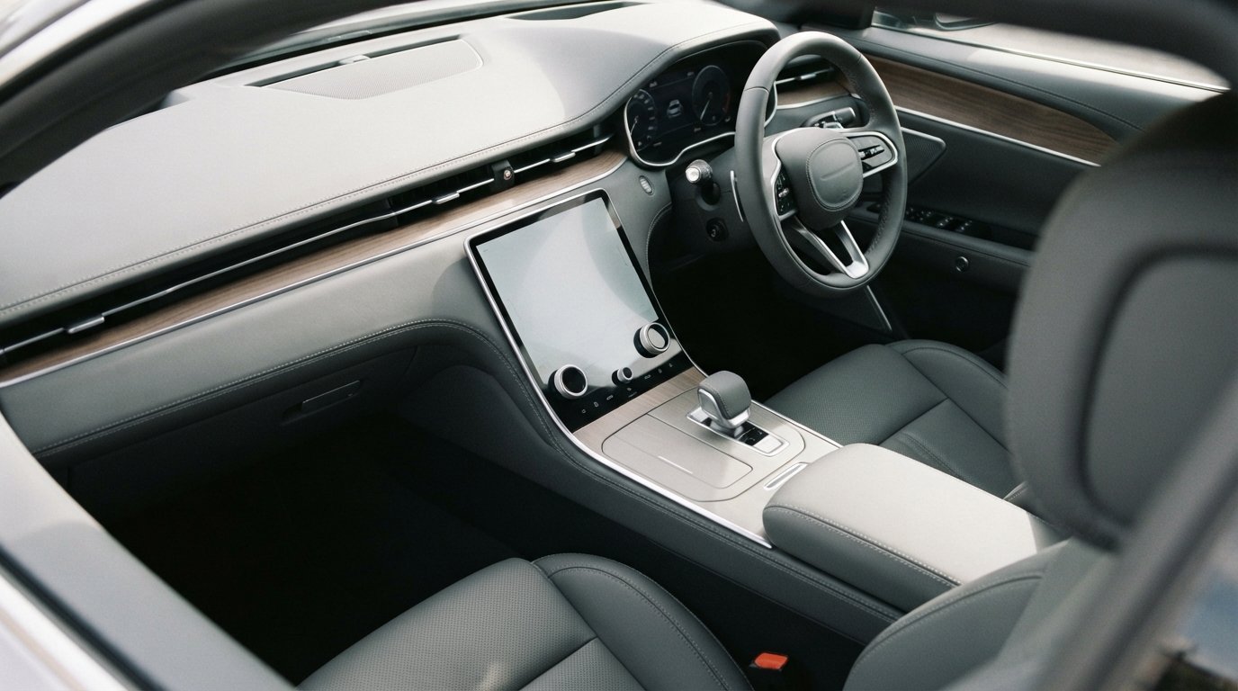 A clean, modern car interior with soft daylight.